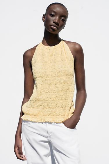OPEN BACK HALTER TOP - Light yellow by Zara