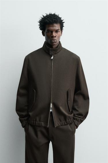 WOOL - COTTON TEXTURED JACKET - Chocolate by Zara