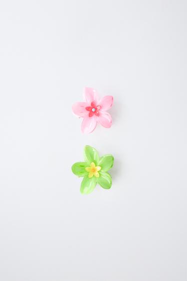PACK OF TWO HIBISCUS FLOWER CLIPS - Pink by Zara