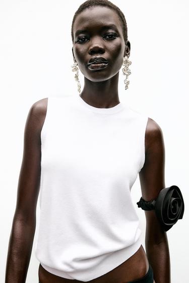 SLEEVELESS KNIT TOP - White by Zara