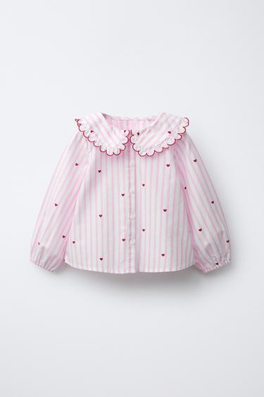 STRIPED AND HEART SHIRT - Pink by Zara