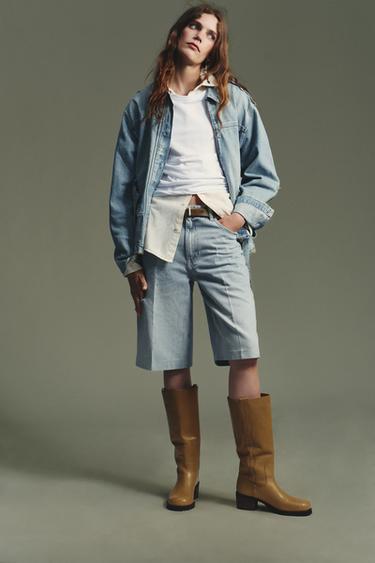 LEATHER TOPSTITCHED BOOTS - Dark tan by Zara - Image 0