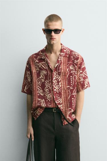 STRIPED JACQUARD SHIRT - Reds by Zara