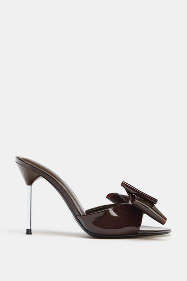 BOW HEELED SANDALS - Burgundy Red by Zara