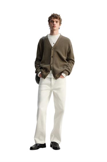 COTTON BLEND CARDIGAN - Brown / Green by Zara