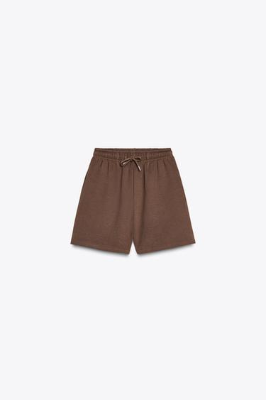 INTERLOCK BERMUDA SHORTS - Brown by Zara