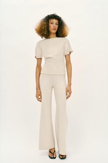 SHORT SLEEVE CUT-OUT TOP - Ecru by Zara