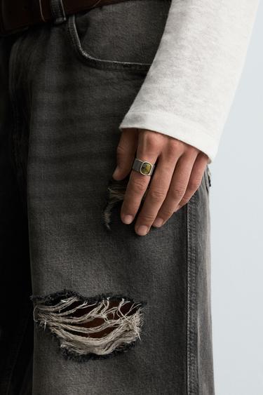 STONE SIGNET RING - Silver by Zara - Image 0