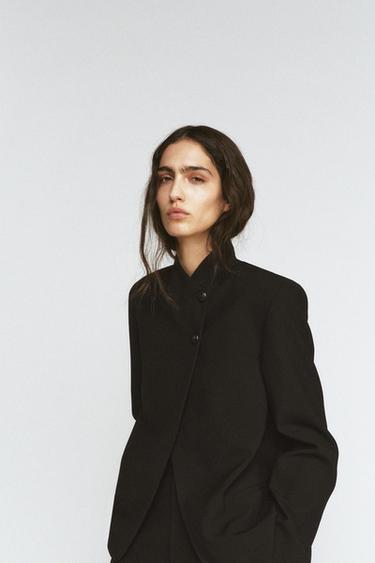 HIGH NECK BUTTONED BLAZER ZW COLLECTION - Black by Zara