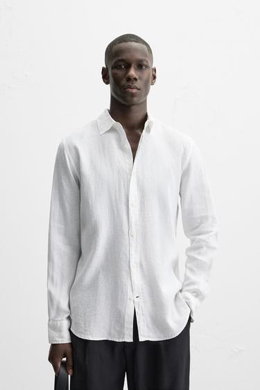 100% LINEN SHIRT - White by Zara