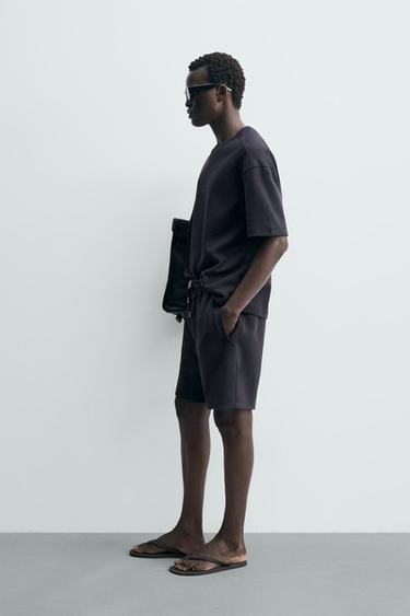 INTERLOCK RELAXED FIT JOGGER BERMUDA SHORTS - Deep blue by Zara