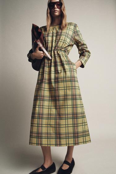 ZW COLLECTION CHECK MIDI DRESS - Multicoloured by Zara