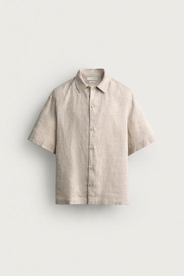 100% LINEN RELAXED FIT SHIRT - Light beige by Zara