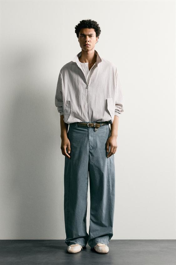 WASHED RELAXED FIT TROUSERS WITH TABS - Blue green by Zara - Image 0