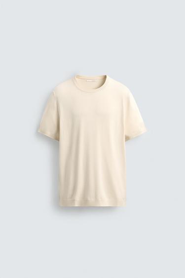 VISCOSE BLEND KNIT T-SHIRT - Ecru by Zara