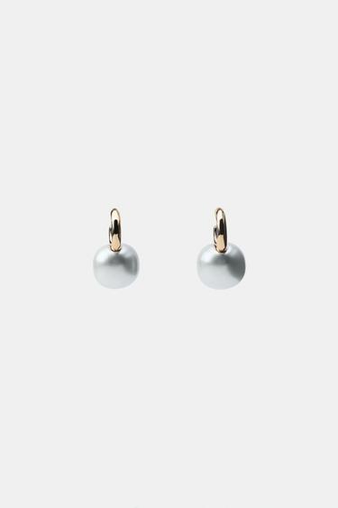 FAUX PEARL HOOP EARRINGS - Multicoloured by Zara