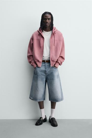 BAGGY FIT DENIM BERMUDA SHORTS - Blue by Zara