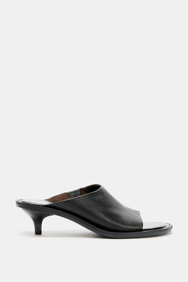 LEATHER MULE SANDALS - Black by Zara
