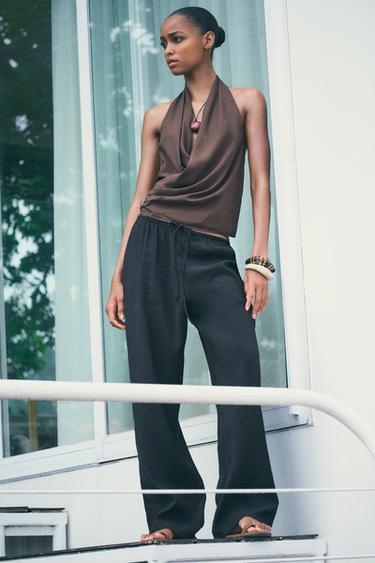 DRAPED HALTER TOP - Brown by Zara