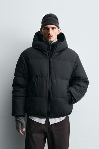 RUBBERISED CONTRAST PUFFER JACKET - Black by Zara