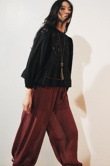 ZW COLLECTION ROMANTIC EMBROIDERED BLOUSE - Black by Zara