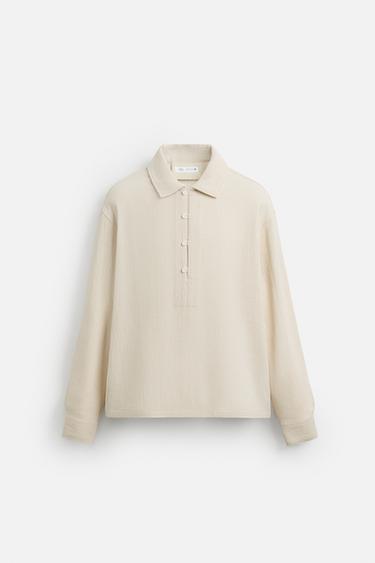 TEXTURED POLO SHIRT - Cream by Zara