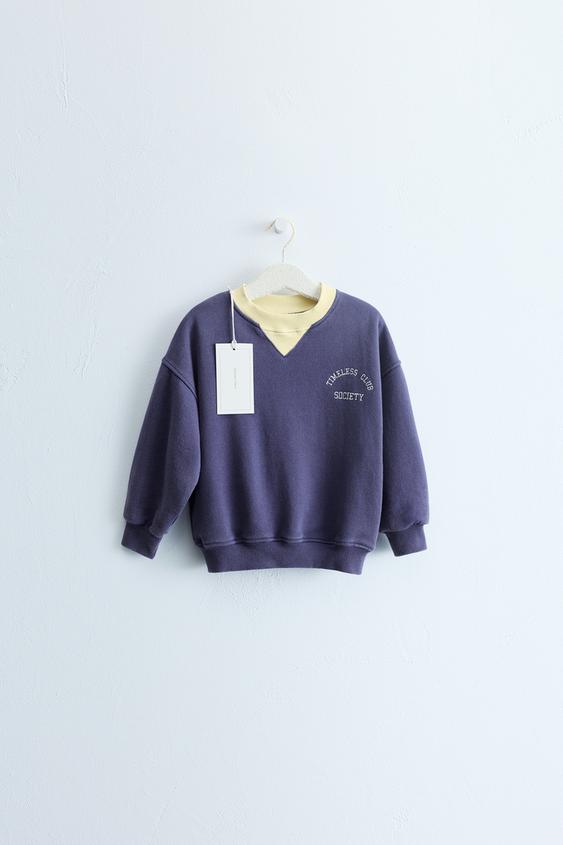 ZARA TIMELESS - EMBROIDERED SLOGAN SWEATSHIRT - Mid-blue by Zara - Image 0