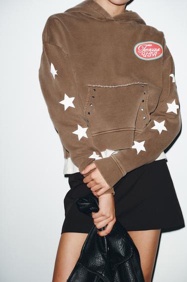 SLOGAN PRINT HOODIE - Brown by Zara