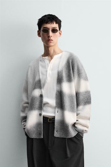 SPRAY PRINT CARDIGAN - Oyster-white by Zara