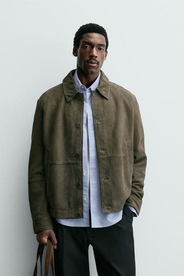 SUEDE LEATHER JACKET - Green by Zara