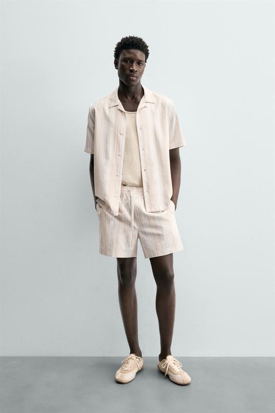 REGULAR FIT STRIPED SHIRT - Light beige by Zara - Image 0