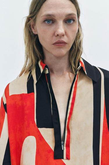 ZW COLLECTION PRINTED SHIRT - Red / Black by Zara - Image 0