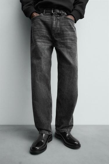 STRAIGHT ANKLE FIT JEANS - Black by Zara
