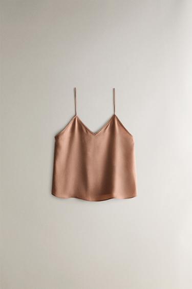 SILK T-SHIRT - Pale pink by Zara - Image 0