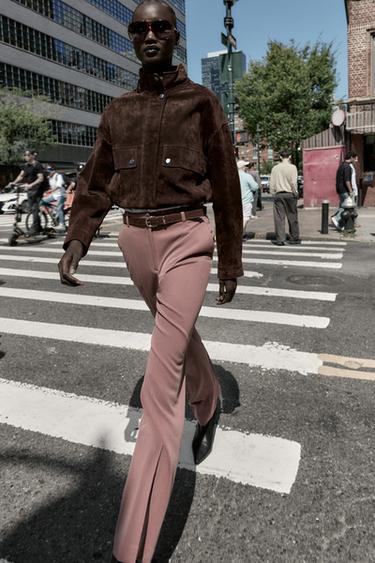 STRAIGHT-LEG TROUSERS WITH BELT - MARSALA by Zara