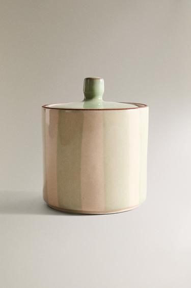 STRIPED CERAMIC BATHROOM JAR - Blues by Zara - Image 0