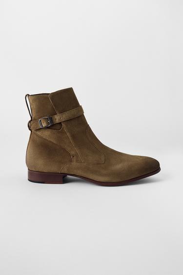 LEATHER BUCKLE BOOTS BOBBY GILLESPIE X ZARA - Brown by Zara