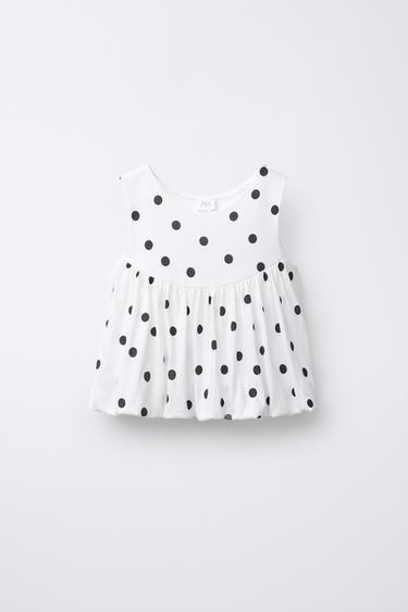 POLKA DOT BALLOON T-SHIRT - White by Zara