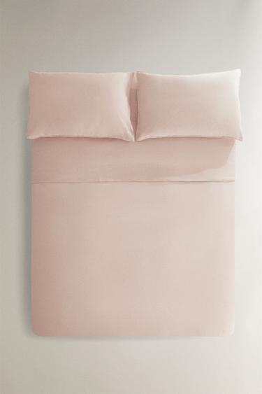 WASHED LINEN DUVET COVER - Pink by Zara