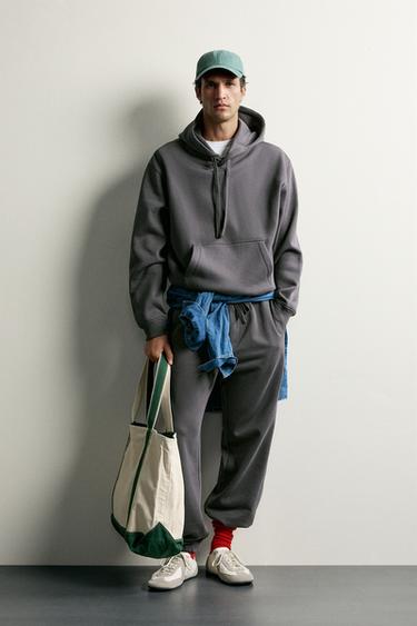 BASIC RELAXED FIT HOODIE - Dark anthracite by Zara