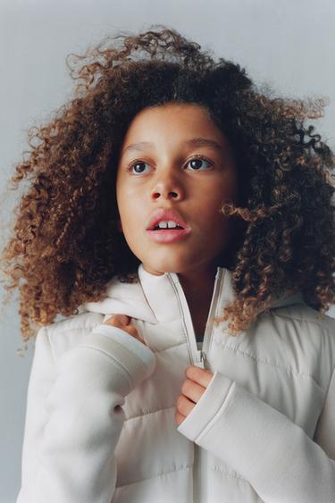 NEOPRENE-EFFECT SLEEVE PUFFER JACKET - Ecru by Zara