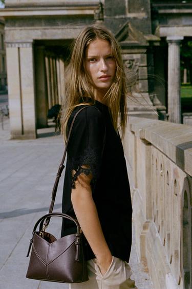 MINI BUCKET BAG WITH TOPSTITCHING - Chocolate by Zara