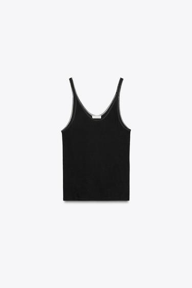 TULLE COMBINATION T-SHIRT - Black by Zara