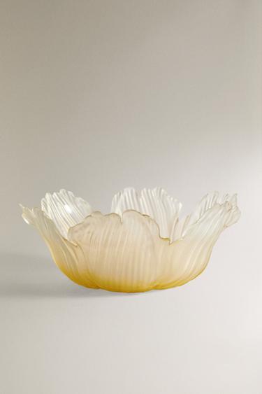FLOWER-SHAPED GLASS SALAD BOWL - Yellow by Zara - Image 0