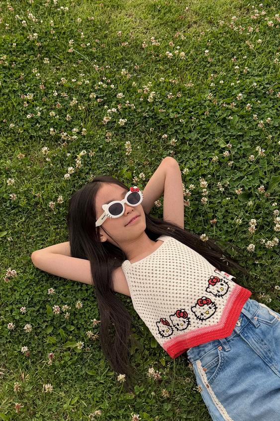HELLO KITTY © SANRIO CROCHET TOP - Ecru by Zara - Image 0