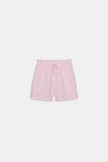 ZW COLLECTION LINEN SHORTS - Light mauve by Zara