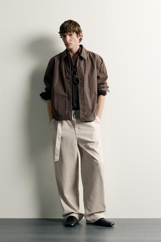 RELAXED FIT PLEATED TROUSERS WITH BELT - Light grey by Zara - Image 0