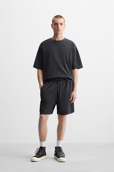 WASHED JOGGER BERMUDA SHORTS - Anthracite grey by Zara