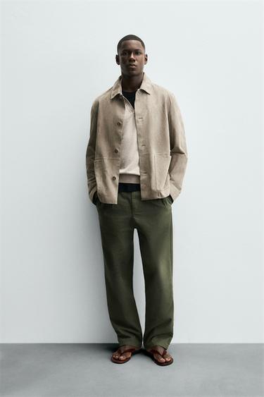 SUEDE LEATHER JACKET - Sand by Zara - Image 0