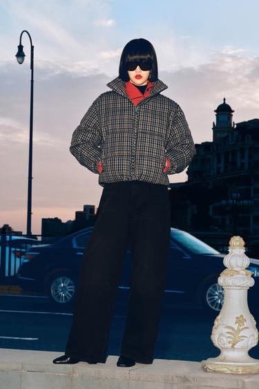 CHECK QUILTED ANORAK - Brown by Zara